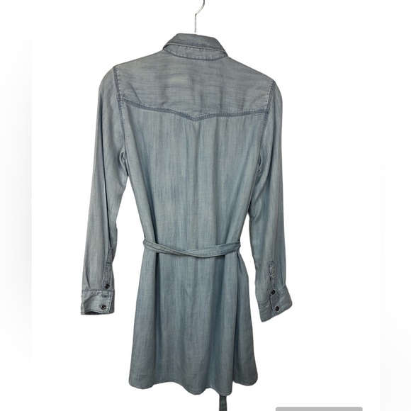 Gaps Women’s  Dress Chambray Long Sleeve Collar Front Button Belt - Picture 2 of 10